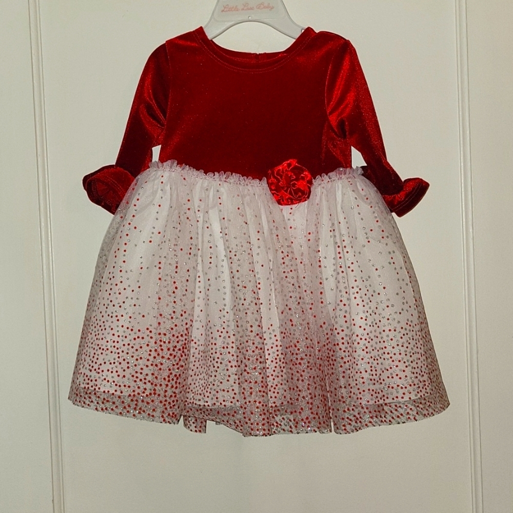 12M Christmas Dress - Red and White Mia and Mimi Toddler Dress